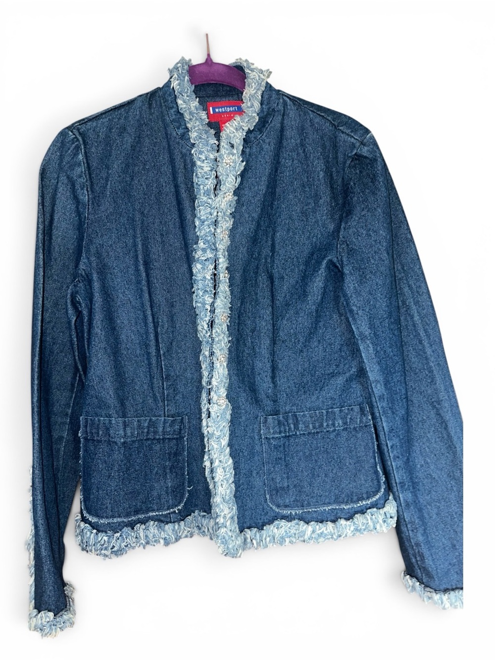 Westport Denim Jacket - Boho Eyelash Fringe trim *Rare find! May be Vintage